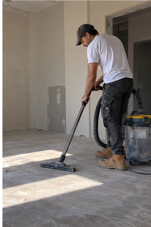 Post-construction cleaner using a dust extractor